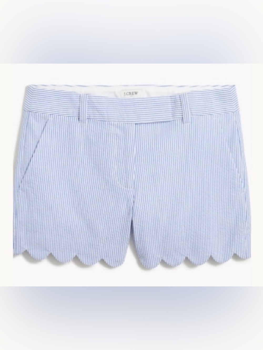 J. Crew Factory Seersucker Scalloped Shorts